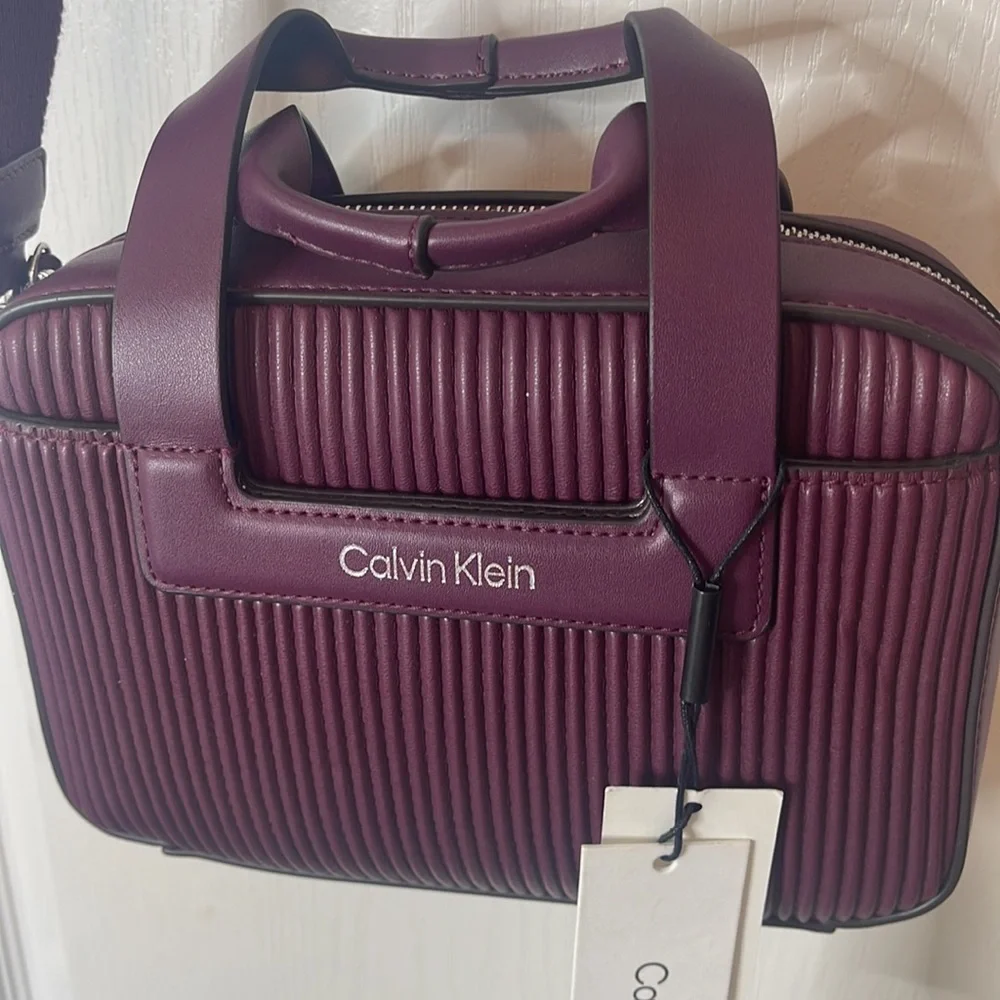Calvin Klein Bette 2 in 1 Crossbody with Pouch Wristlet Eggplant